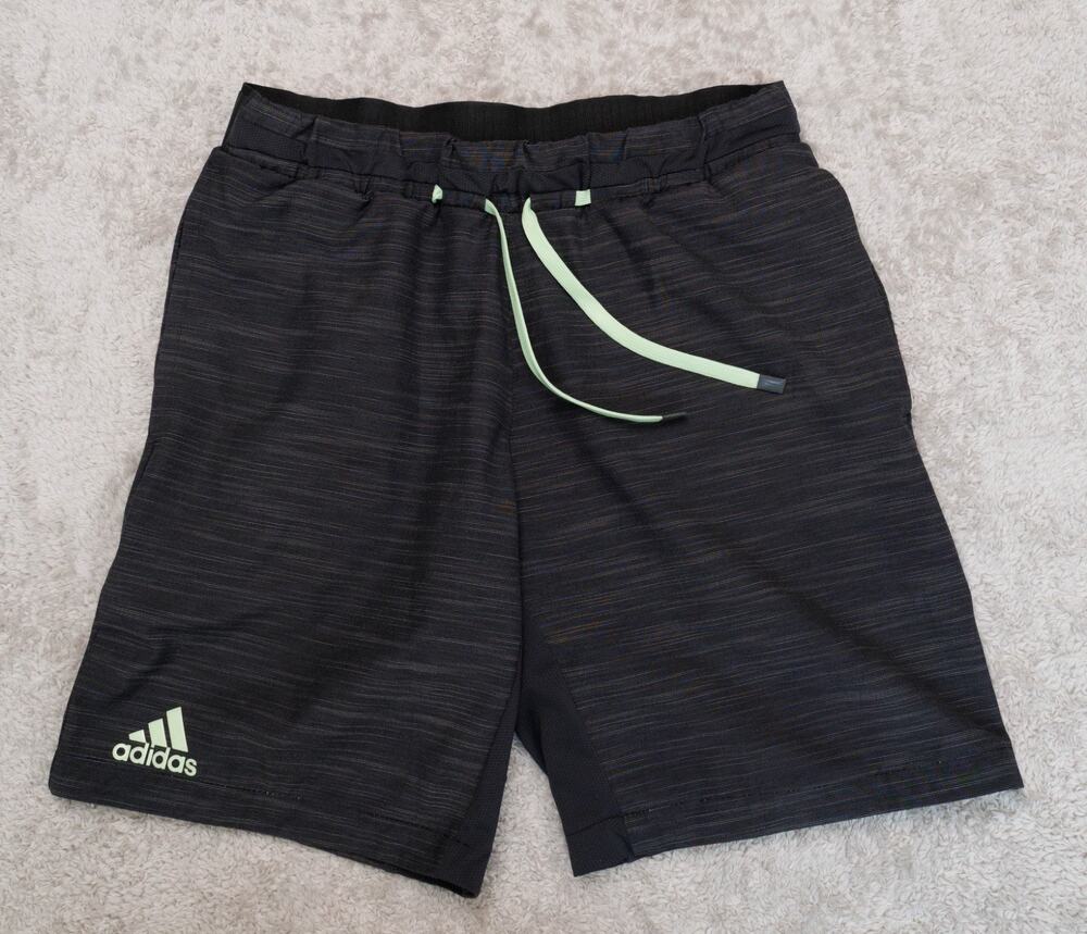 Adidas Retro Striped Athletic Shorts Gray Black Green Mens Size M